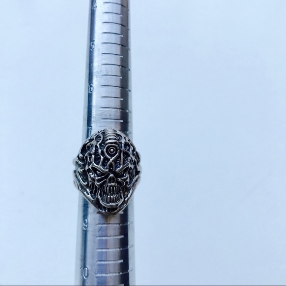 Heavy Sterling Silver Artisan Alien Sci-Fi Ring 8 - Picture 7 of 8